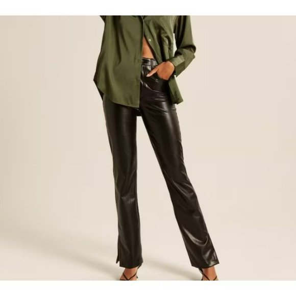 New with Tags Abercrombie & Fitch Vegan Leather 90s Straight Pant Plus 18‎ / 34 - Picture 3 of 5